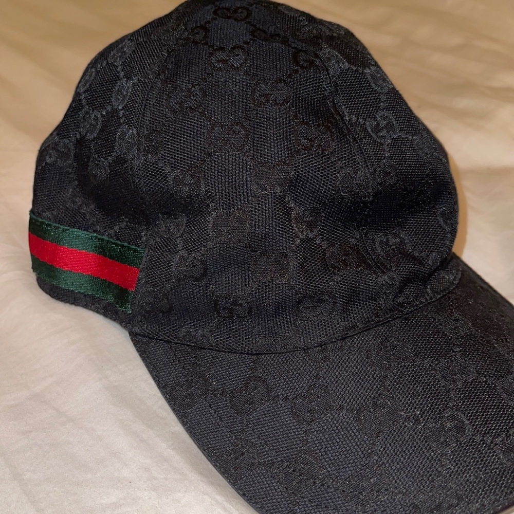 Black Gucci Original GG Canvas Baseball Hat with Web Size L